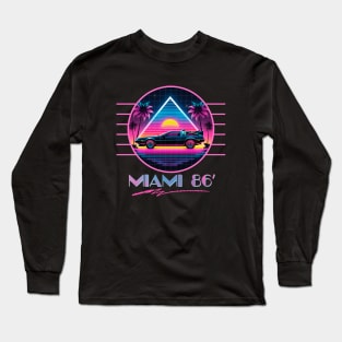 MIAMI 80S RETRO STYLE PINK NEON Long Sleeve T-Shirt